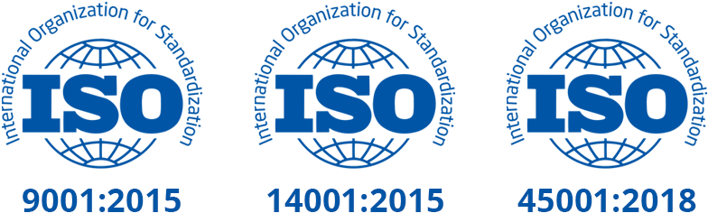 ISO 9001, ISO 14001 and ISO 45001 certified