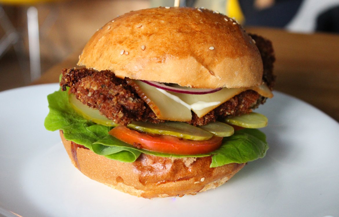 Homemade whole grain bun with butter